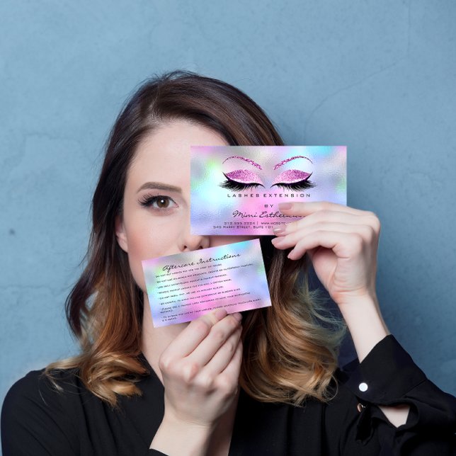 Carte De Visite Instructions de suivi Lashes Studio Pink Small (Créateur téléchargé)