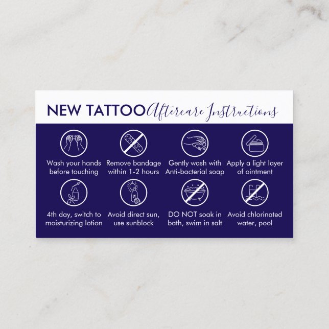 Carte De Visite Instructions de tatouage Art Marine (Dos)