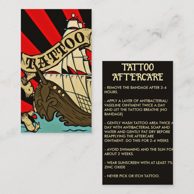 Carte De Visite instructions de tatouage de bateau de pirates (Devant / Derrière)
