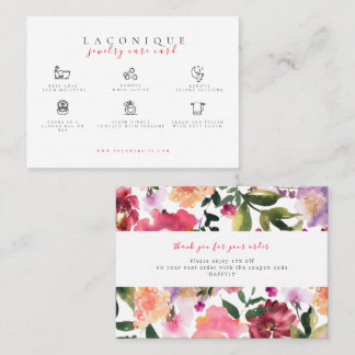 Carte De Visite Instructions pour la bijouterie | Fleur aquarelle