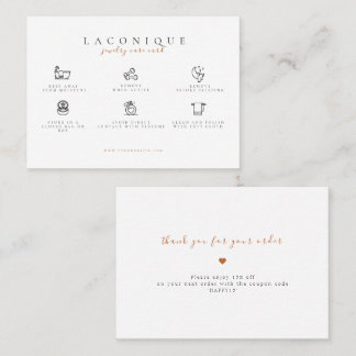 Carte De Visite  Instructions pour la bijouterie | Soins d'oreille