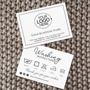 Carte De Visite Instructions pour le lavage des vêtements de logo
