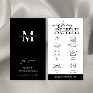 Carte De Visite Instructions pour le lavage Logo minimaliste