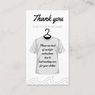 Carte De Visite Instructions pour les soins de lavage de Merci