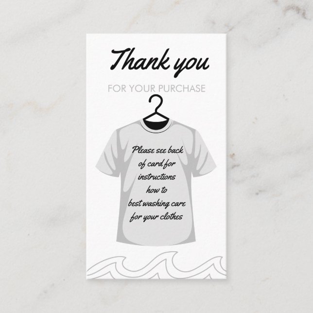 Carte De Visite Instructions pour les soins de lavage de Merci (Devant)