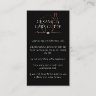 Carte De Visite Instructions pour soins en céramique en argile noi