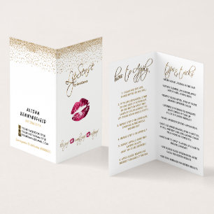 Carte De Visite Instructions sur les lèvres roses et or chaudes
