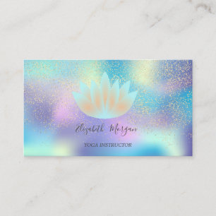 Carte De Visite Instructrice de yoga confettis lotus holographique