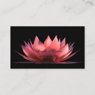 Carte De Visite Instructrice de yoga élégante noire au lotus
