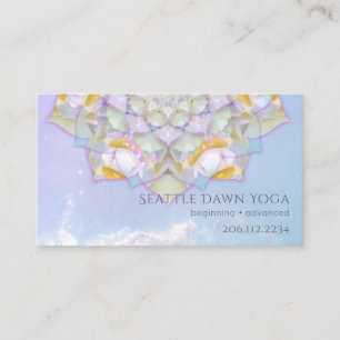 Carte De Visite Instructrice de yoga moderne White Lotus Mandala