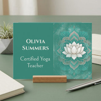 Carte De Visite Instructrice de yoga Reiki Lotus sacré sarcelle mi