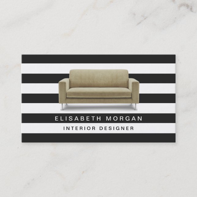 Carte De Visite Intérieur Designer Home Stages - Bandes Classiques (Devant)
