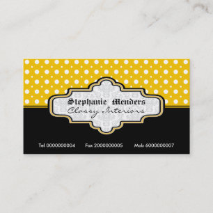 Carte De Visite Intérieurs en pois blanc jaune noir