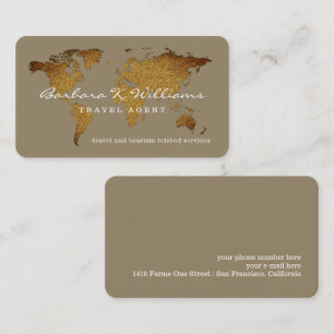 Carte De Visite International Travel Agent World Map Élégant