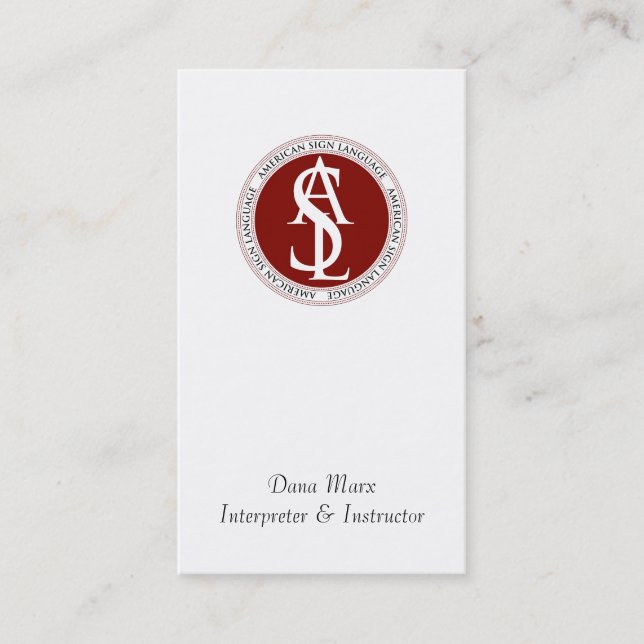 Carte De Visite Interprète typographique rouge (Devant)