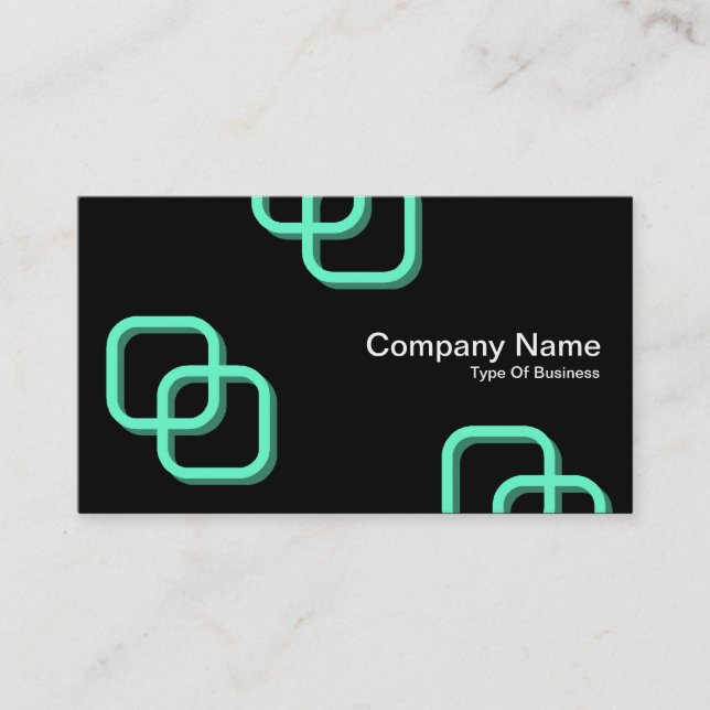 Carte De Visite Interverrouillage Carré 3d - Turquoise sur Noir (Devant)