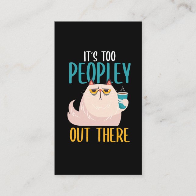 Carte De Visite Introduction Cat Funny introverti Boisson de café (Devant)