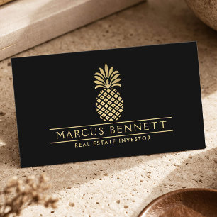Carte De Visite Investisseur immobilier de luxe Gold Pineapple Bla