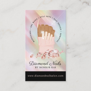 Carte De Visite Iridescente Diamond Nail Salon Nail Tech Artiste