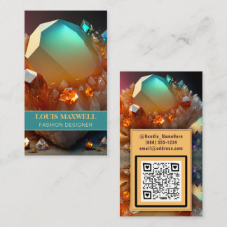 Carte De Visite Iridescente éclate Abstraite Citrine Crystal QR Co