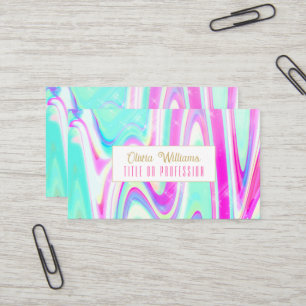 Carte De Visite Iridescente Holographique Liquide Swirl