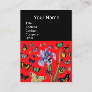 Carte De Visite IRIS, BOUTEILLES COLORÉES Monogramme rouge noir