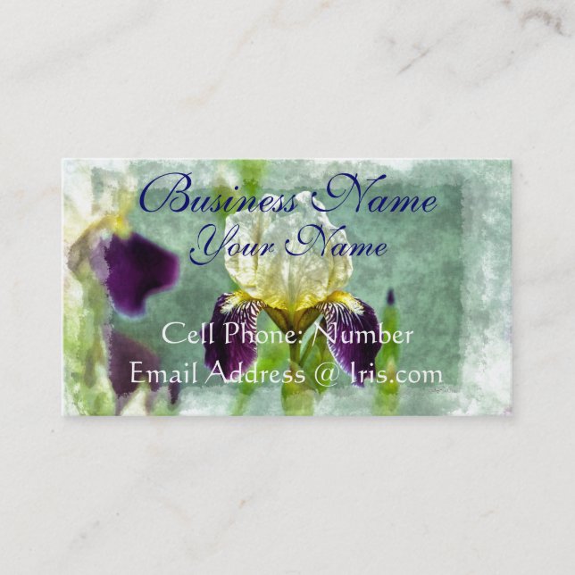 Carte De Visite Iris Violet Impressionniste Floral Peinture Art (Devant)