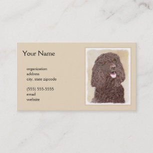Carte De Visite Irish Water Spaniel Peinture - Original Dog Art