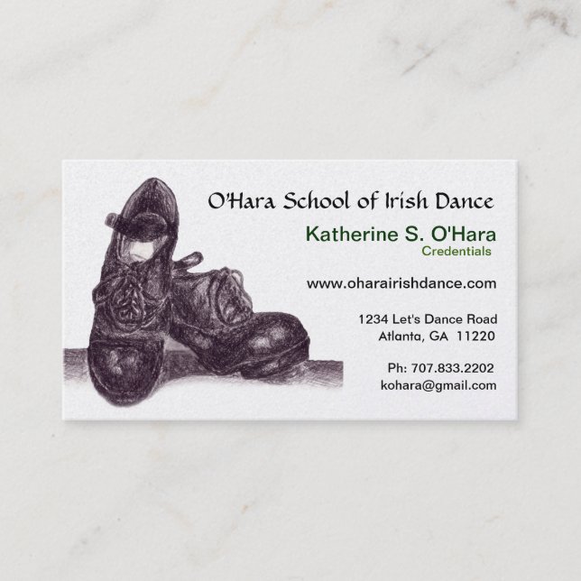 Carte de visite irlandais de danse (Devant)