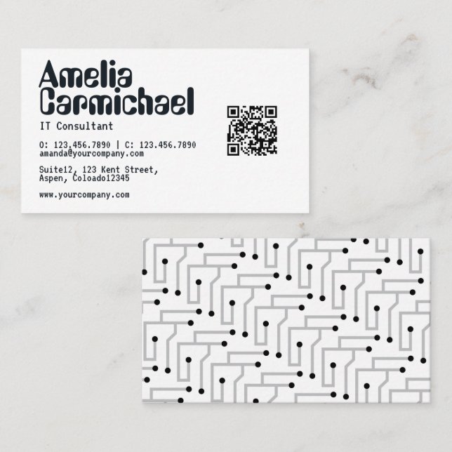 Carte De Visite IT Information Technology Consultant QR Code (Devant / Derrière)