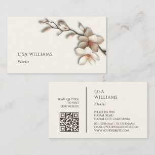 Carte De Visite Ivory 3D Magnolia Rustique Code QR