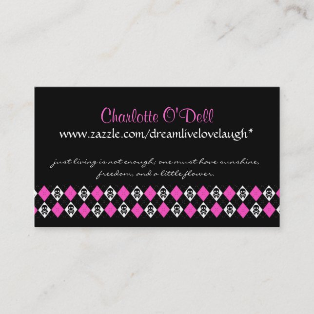 Carte De Visite Jacquard de crâne ; vente de site Web (Devant)