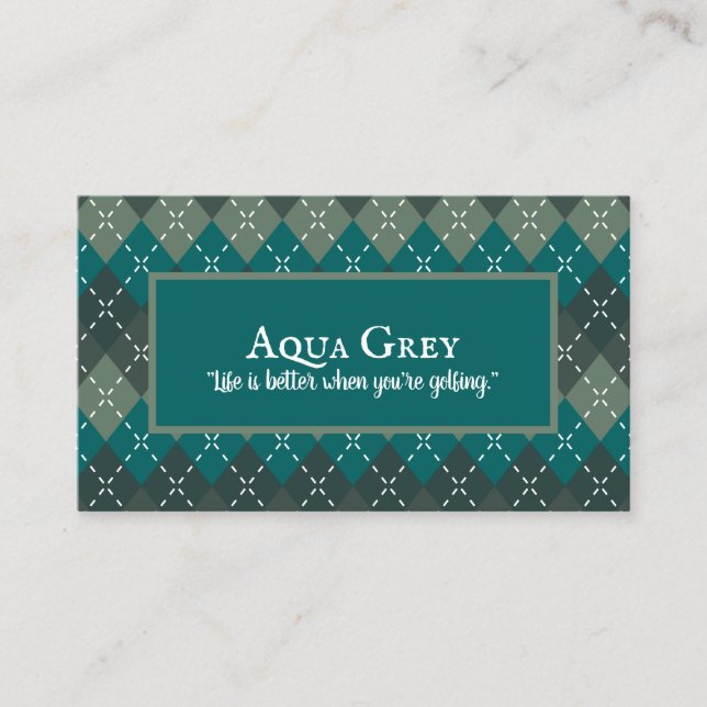 Carte De Visite Jacquard gris et turquoise foncé (Devant)