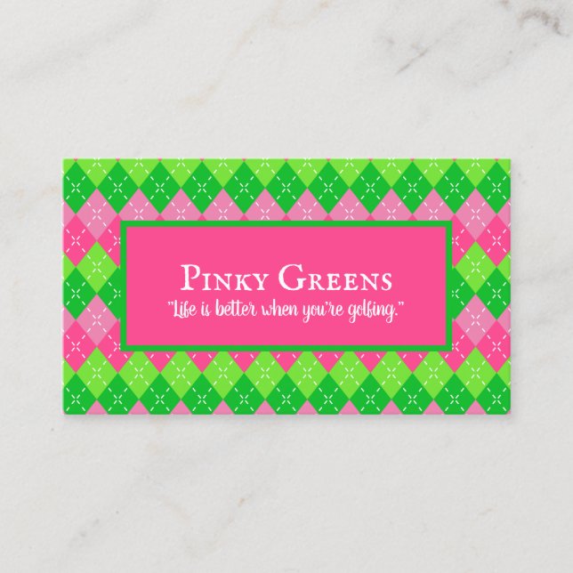 Carte De Visite Jacquard rose et vert blanc Stitch Preppy Golf (Devant)