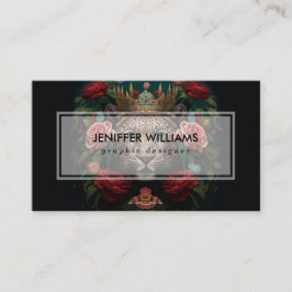 Carte De Visite Jaguar with Crown in Flowers Painting