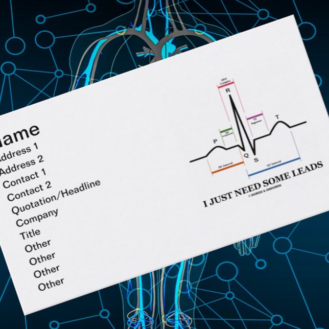 Carte De Visite J'Ai Juste Besoin De Quelques Leads (ECG/EKG Elect (Medical personnel will enjoy introductions w/ humor w/ this "I Just Need Some Leads" biz card
)