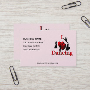 Carte De Visite J'ai le coeur en train de danser rose