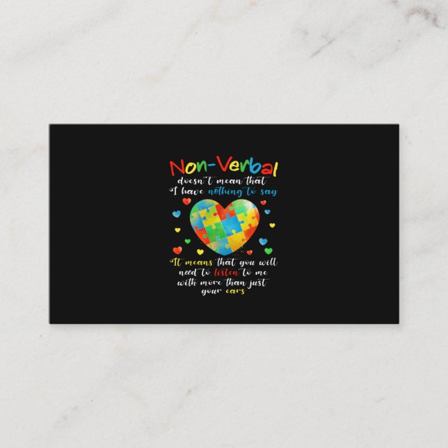 Carte De Visite J'Ai NONVERBAL Sensibilisation sur l'autisme Puzzl (Devant)