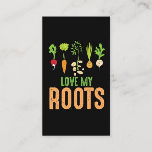 Carte De Visite J'aime mes racines, jardinier de légumes Funny Gar