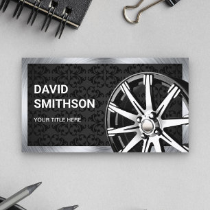 Carte De Visite Jante en alliage de roue de voiture Chrome Damask 