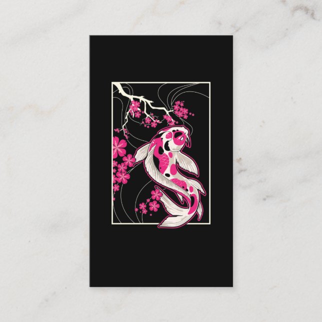 Carte De Visite Japon Koi Poisson Fleur de Cerisier Japonais Nishi (Devant)