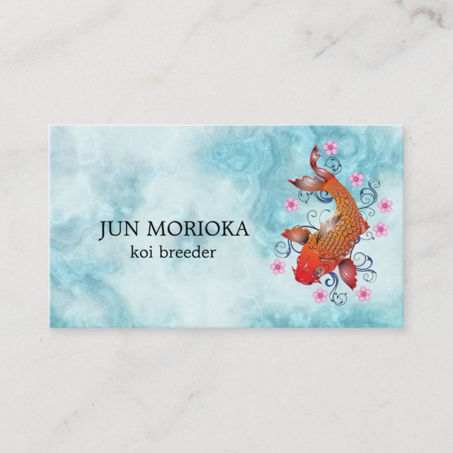 Carte De Visite Japonais Koi sur l'arrière - plan bleu (Devant)