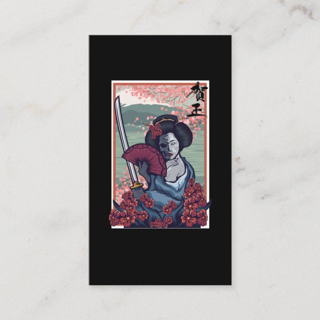 Carte De Visite Japonaise Geisha Mort Samurai Girl (Devant)