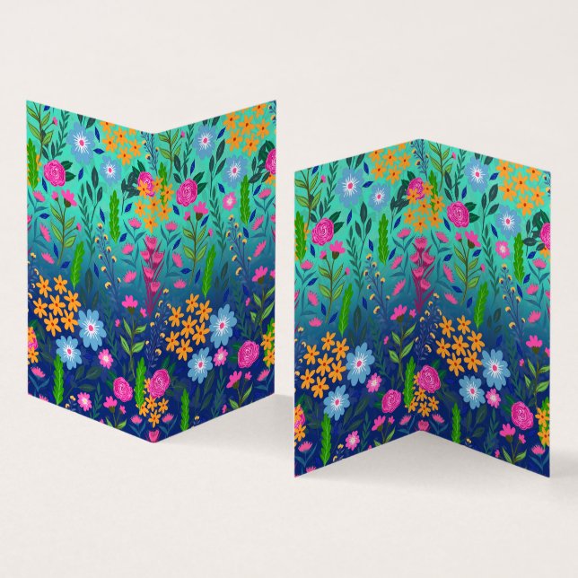 Carte De Visite Jardin à fleurs de couleur bleue (Intérieur et extérieur)