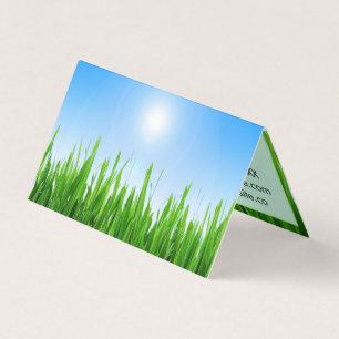 Carte De Visite Jardin à l'herbe verte avec conception de ciel ble