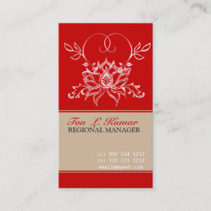 Carte De Visite Jardin aux fleurs de Lotus blanc rouge