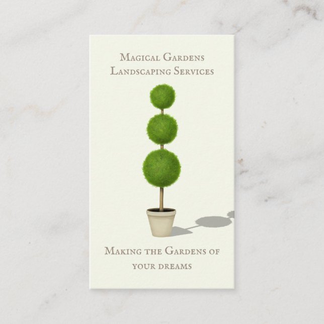 Carte De Visite Jardin De Balle Topiaire Thème Traditionnel Élégan (Devant)