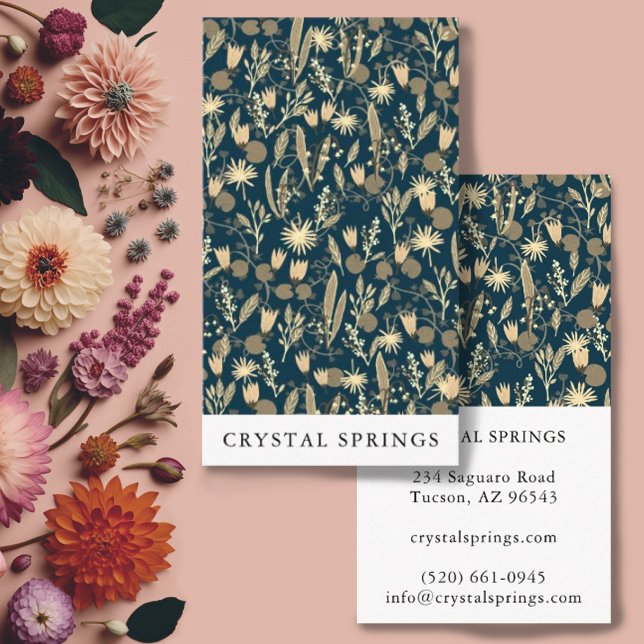 Carte De Visite Jardin de nuit Botanique Plantes Moderne Chic Flor (A pretty and minimalist botanical pattern covers this customizable business card. Add your own text!)