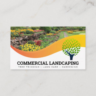 Carte De Visite Jardin extérieur   Logo de l'arbre   Paysage