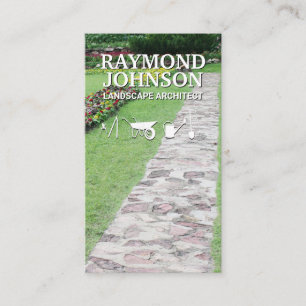 Carte De Visite Jardin fleuri   Chemin d'accès   Outils de jardina